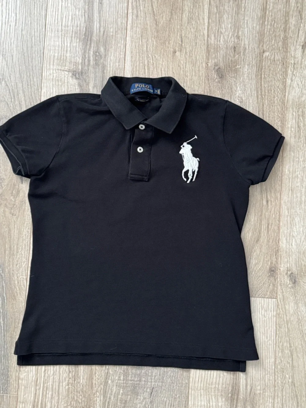 Polo Ralph Lauren Girl Unisex Black Polo with White Pony Logo - Kids Size 10/12